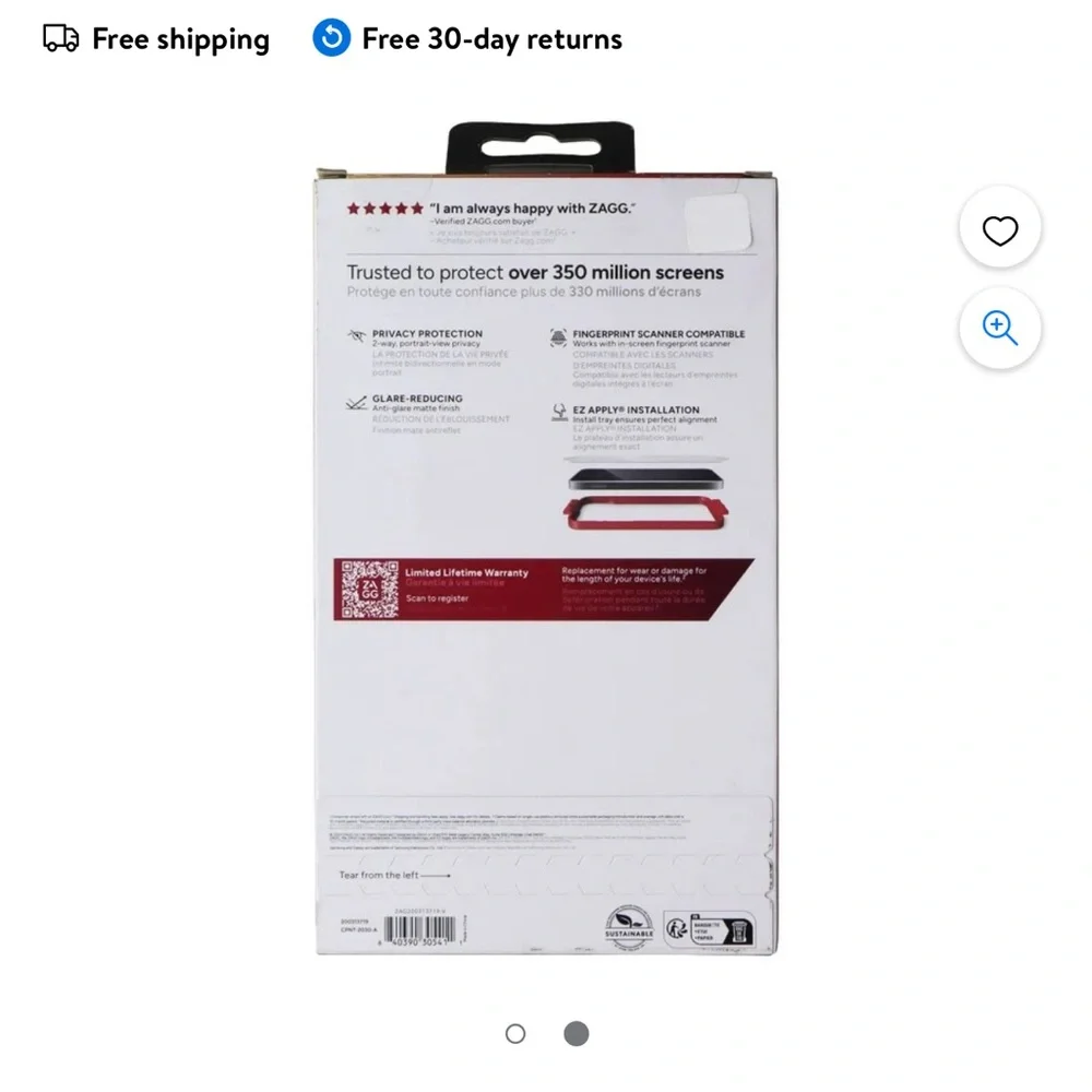 NIB ZAGG Invisible Shield Fusion Privacy Screen Protector for Galaxy S24 Ultra
